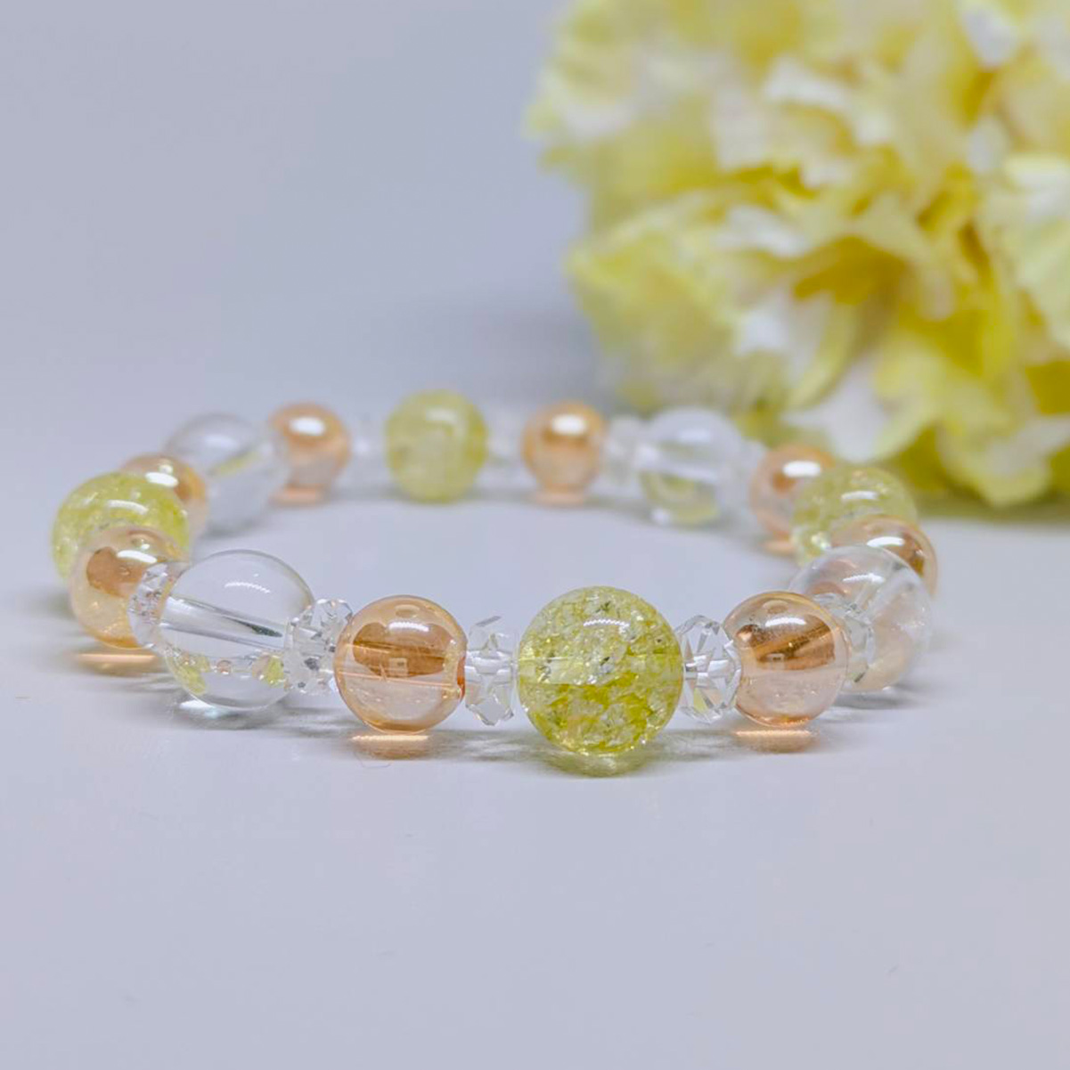 シャンパンイエロークリスタルブレス